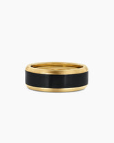 Beveled Band Ring in 18K Yellow Gold with Black Titanium, 8.5mm
